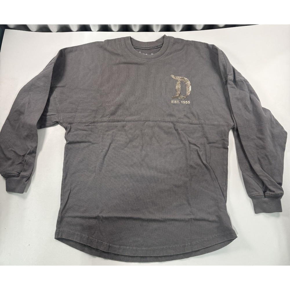 Disneyland Resort Spirit Jersey Gray Long Sleeve Shirt w/ Sequins Size XS